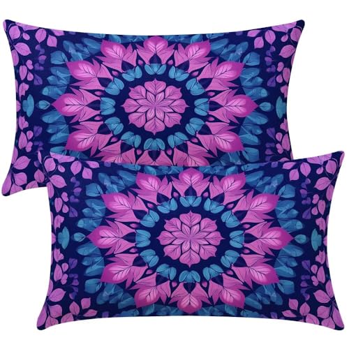 Housses de coussins 35x55 lot de 2 taie d'oreiller decorative violette decoration maison - 2
