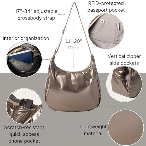 Image of Baggallini Swift Hobo Crossbody Bag for Women - Lightweight 15.7 inchx16 inch Travel Purse Handbag Hobo Bag
