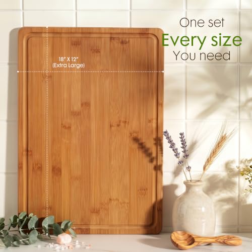Image of Astercook Deep-Carbonized Bamboo Cutting Boards for Kitchen