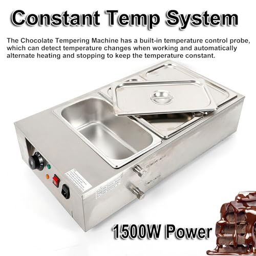 Máquina Temperadora de Chocolate Eléctrica 1500W Acero Inoxidable 12L miniatura 6