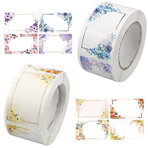 500 Stück Aufkleber zum Beschriften Blumen Etiketten Selbstklebend zum Beschriften Marmeladen Etiketten Selbstklebend Aufkleber Marmeladenglas für Gebäcktüten, Geschenke, Gläser, Einmachgläser Cover