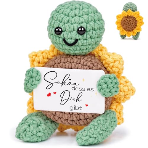 Augesak Dankeschön Geschenke, Positive Geschenke Pocket Hug Schildkröte Glücksbringer, Mutmacher Geschenk Gestrickte Schildkröte, Schön DASS Es Dich Gibt Geschenk zu Valentinstag Jahrestag Geburtstag