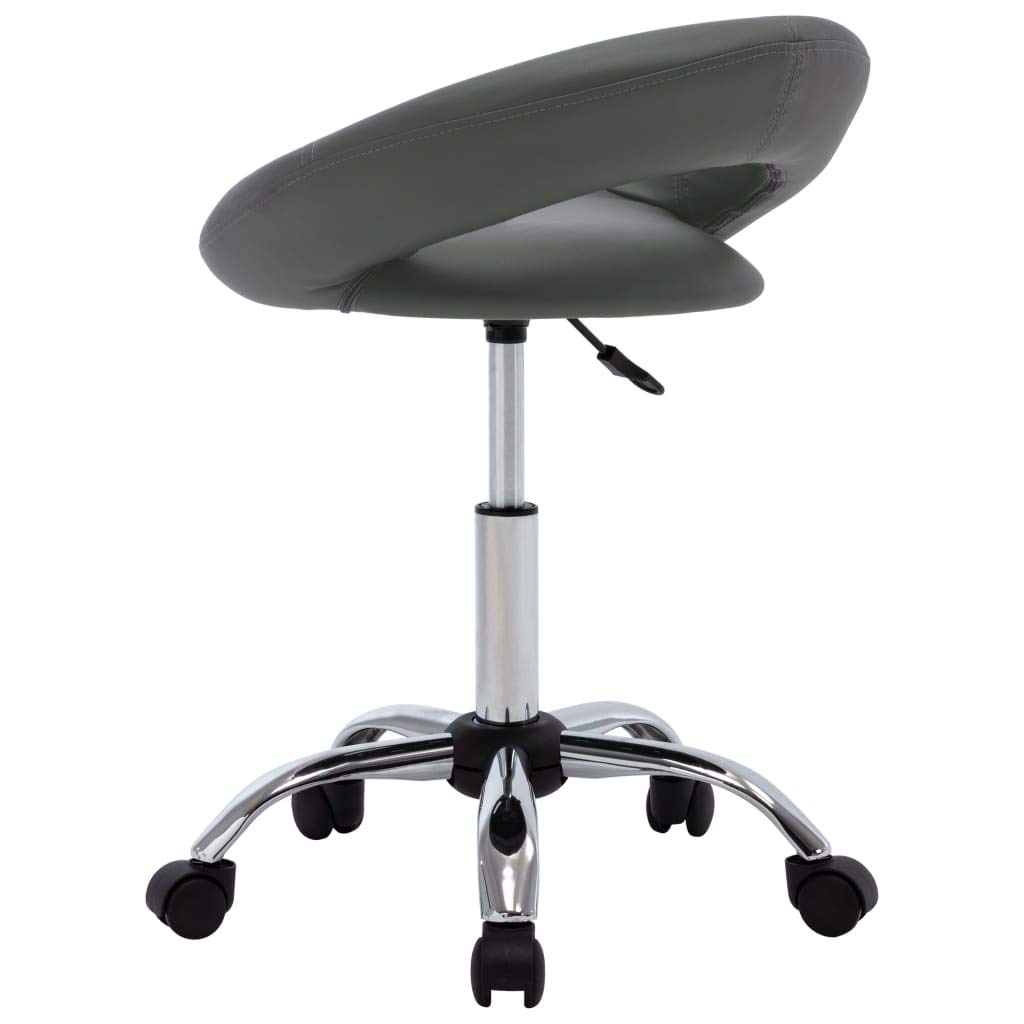 Taboret roboczy ze sztucznej skóry szary z kół