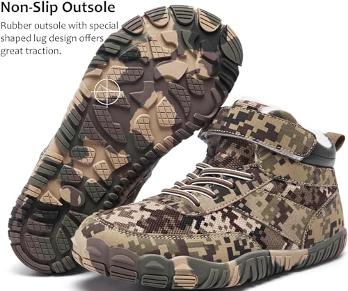 Boys Winter Boots Camouflage Snow Warm Faux Fur Lined Water-Resistant Shoes (Little Kid/Big Kid)3