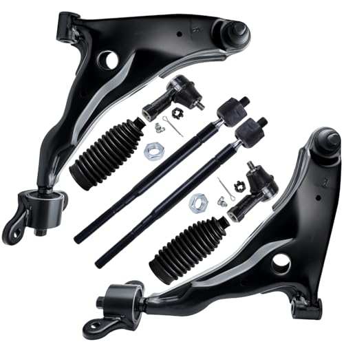 Image of Detroit Axle - 8pc Front End Kit for Chrysler Sebring Dodge Stratus Mitsubishi Eclipse Galant, 2 Lower Control Arms with Ball Joint Assembly 4 Inner Outer Tie Rod Ends 2 Boots Replacement