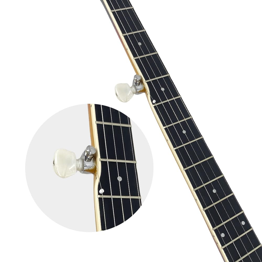 Banjo Banjo-Set mit 5 Saiten, volle Größe, mit Resonator, Banjo-Set mit geschlossenem Rücken mit Stegsaiten, Starp Fingerplektren, Etui für Erwachsene und Anfänger