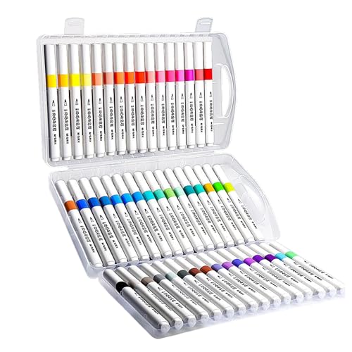 Image of JOUET Professional Acrylic Paint Markers Set, 36 Vibrant Colours, Brush Tip, Water-Based, Non-Toxic, for Rock Painting, Canvas, Glass, Wood, School Projects, with Portable Storage Case