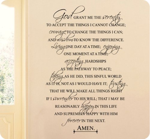 36" Full Serenity Prayer Religious God Grant Me Wall Decal Sticker Art Home Décor