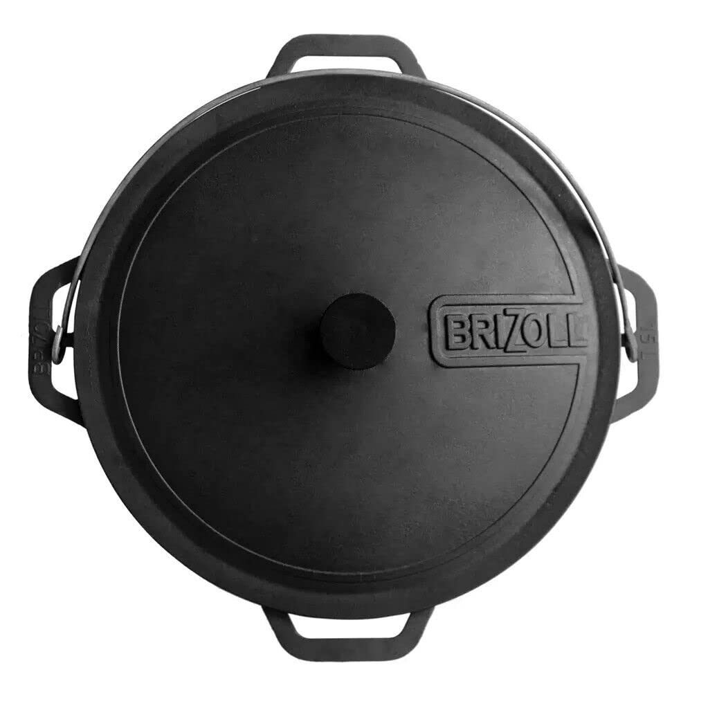 4BIG.fun Gusseisen Kazan 6 L Schwenktopf Kasan mit Deckel aus Gusseisen Wokpfanne Grill Cast Iron Campingtopf Kessel Asia Wok Traditioneller Gusstopf Grillwok