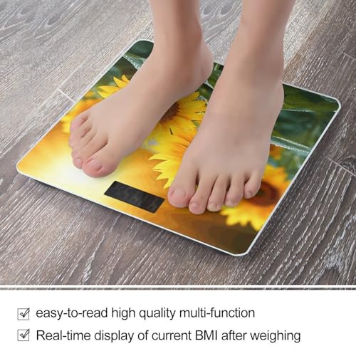 Báscula digital de baño con diseño girasol y pantalla LCD miniatura 5