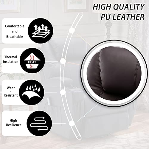 Korser Recliner Chair, Massage Chair For Elderly And Adults, Pu Leather Manual Recliner Chair, 360° Swivel Reclining Chair With Heat, Recliner Chair With Remote Control And Cup Holder For Living Room #TOP6