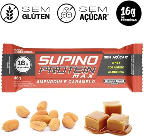 Banana Brasil Display Supino Protein Amendoim Com Caramelo Max Caixa Com 9 Unidades De 46G