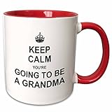 3dRose Keep Calm You're Going to Be A Grandma-Future Grandmother Text Gift Mug, 11 oz, Red