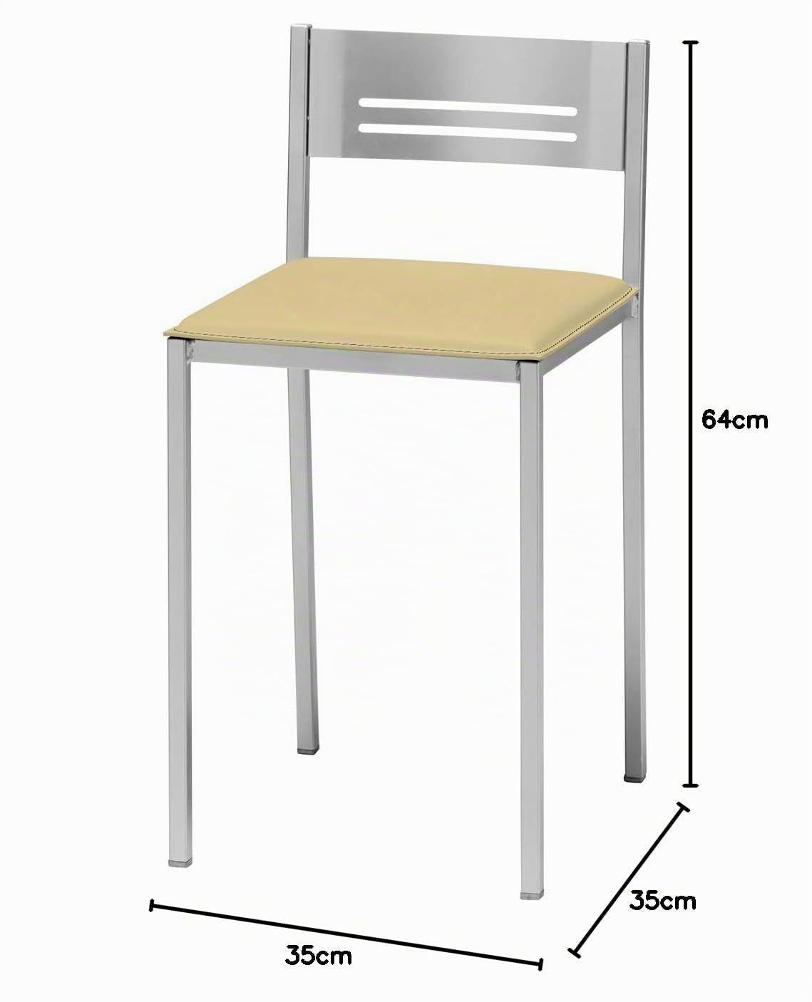 ASTIMESA Dos Taburetes de Cocina con Respaldo Polipiel beig, Altura de Asiento 45 cm