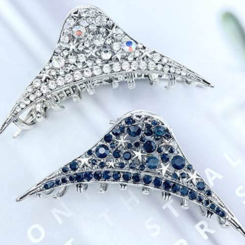 2 Piezas Pinzas de Pelo Vintage con Estrás, Pinzas de Garra de Metal en Forma de Estrella miniatura 3