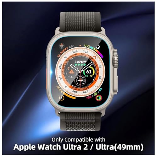 Image of YODI Pack of 2 Waterproof 3D Tempered Glass Screen Protector Compatible with Apple watch ultra 49mm Ultra 2 /3 Smart Watch Only ((Apple Watch 49mm))