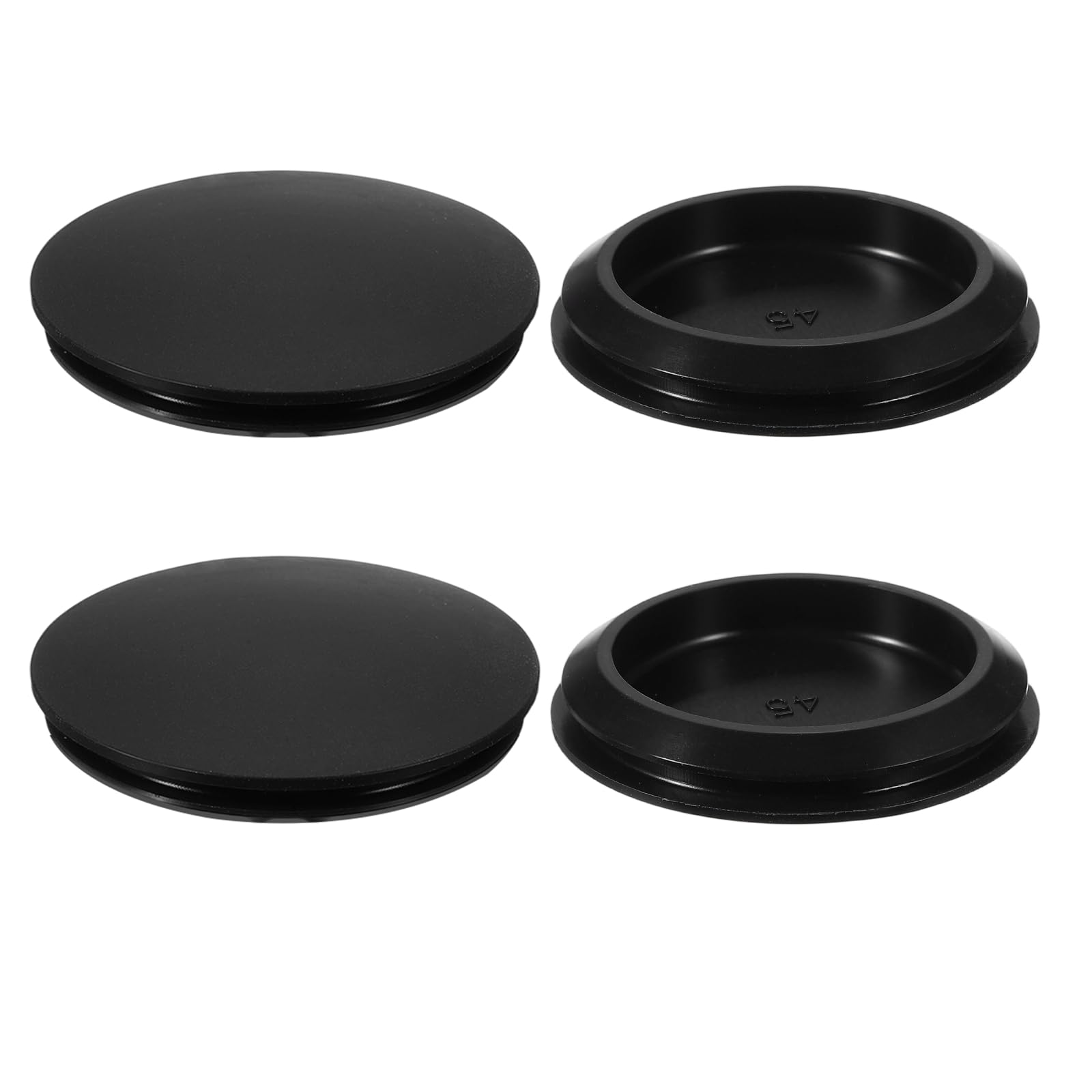 YELARXI Rubber Plugs, Silicone Hole Plugs, T Type Rubber Stoppers, Waterproof Snap Locking End Caps - Fitting for (42 mm Round Holes/Kitchen/Furniture) 42 mm & 4 Pack & Black