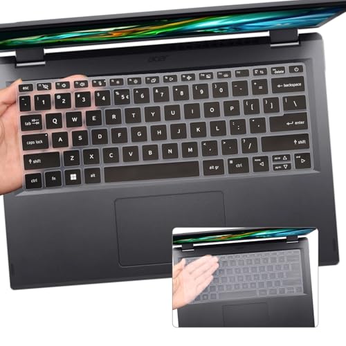 2 PCS Keyboard Cover for 14' Acer Swift 3 SF314-44 SF314-512 SF314-512T, 14' Swift 3 OLED SF314-71, Swift X 14 SFX14-51G SFX14-71G, Swift Go SFG14-71 SFG14-71T 14 inch Laptop (Black+Clear)