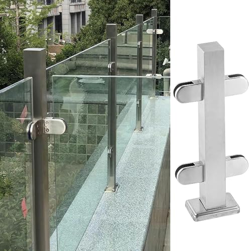 Poteau de garde-corps en verre carré argenté pour escalier intérieur - 2