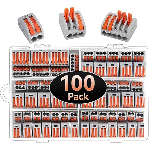 Reviews y listado de Conectores rápidos eléctricos los diez mejores. 37 Conectores de Bloque de Terminal de Cable, COOLKITALENT 100 Piezas Conectores de Cable Compacto con Palanca de Empuje con Resorte