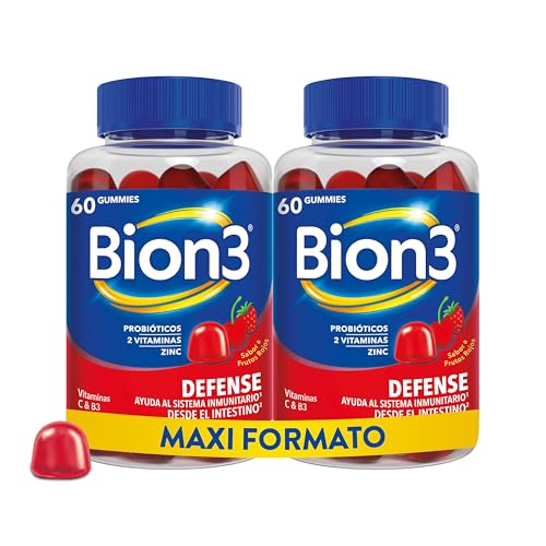 Bion3 Defense Gummies, Complemento Alimenticio para Ayudar al Sistema Inmunitario con Probióticos, Vitamina C, Vitamina B3 y Zinc, 60x2 gummies, para 1-2 meses de uso