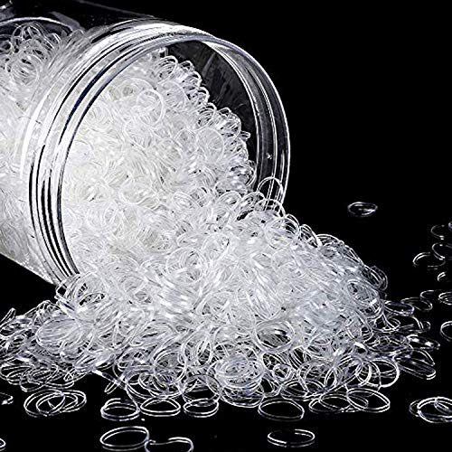 Habbi 5000pcs Clear Elastic Hair Bands, Mini Baby Hair Ties Hair Holder for Kids Baby Girls, Small Hair Rubber Bands with a Box