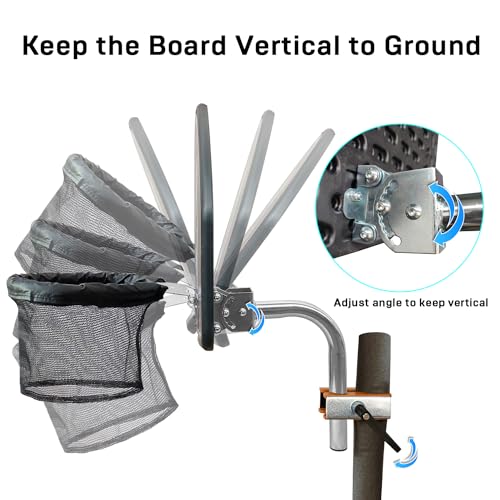 Jump Tastic Trampoline Trampoline Basketball Hoop, Fits Straight and Curved Pole Basketball Hoop for Trampoline, Universal Attachment with Mini Ball and Pump3