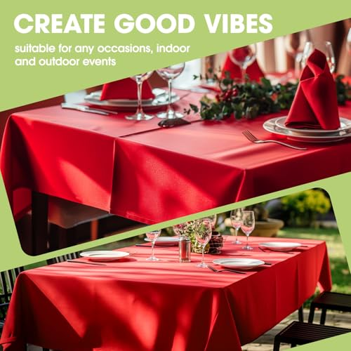 Image of Pureegg Polyester Tablecloth 60 inch x 84 inch Reusable & Washable Red
