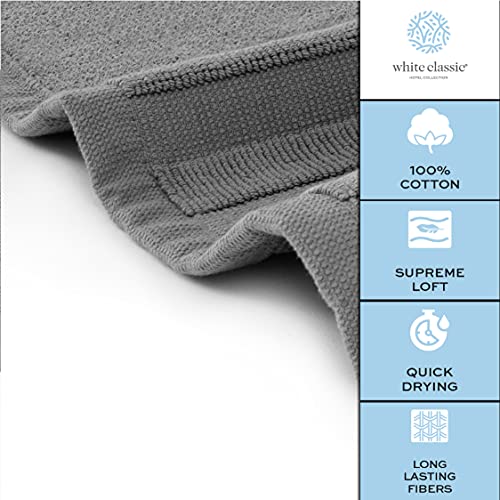 White Classic Luxury Bath Mat Floor Towel Set Absorbent Cotton Hotel