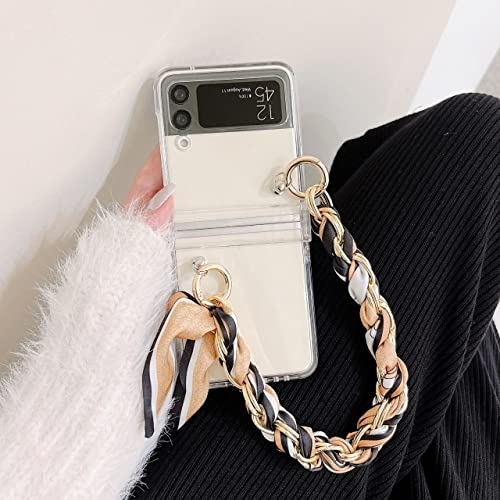 Coque Z Flip 3 5G jaune à mini foulard chic pour soirée et sorties