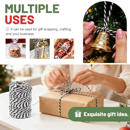 Image of SMART&CASUAL Black and White Cotton Twine, 700 Feet Natural Bakers String for Cooking, Crafts, Gift Wrapping, Butchers, Christmas and Wedding Decor