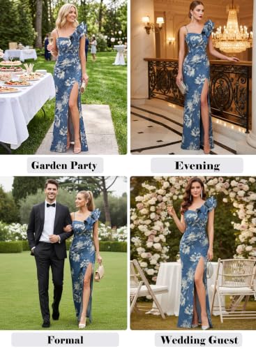 Image of VFSHOW Womens Ruffle One Shoulder Formal Prom Gala Maxi Dress Evening Gown
