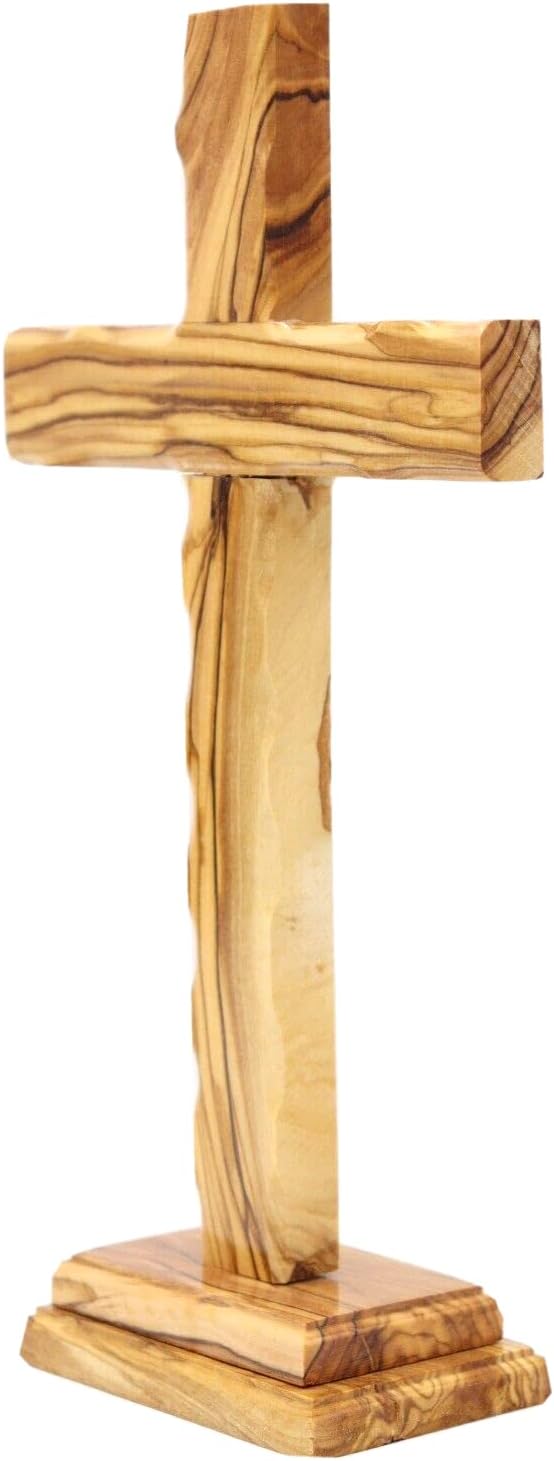 11" Olive Wood Cross standing Altar Holy Land Jerusalem Blessed Gift Hand Made