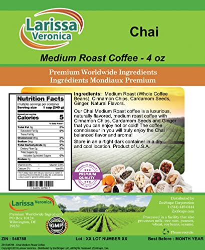 Chai Medium Roast Coffee (Grano Entero) 4 oz 2 Pack miniatura 2