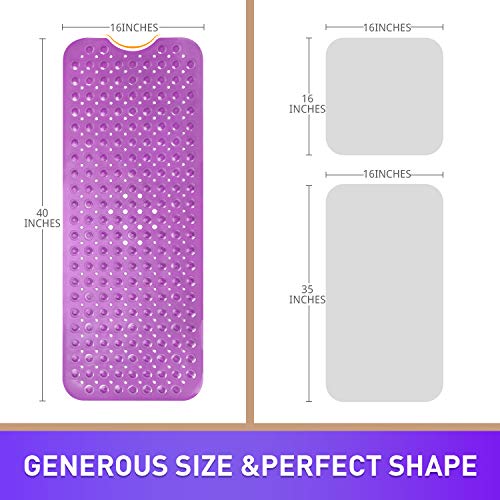 Sheepping Baby Bath Mat Non Slip Extra Long Bathtub Mat For Kids 40 X 16 Inch - Eco Friendly Bath Tub Mat With 200 Big Suction Cups,Machine Washable Shower Mat (Purple) #TOP3