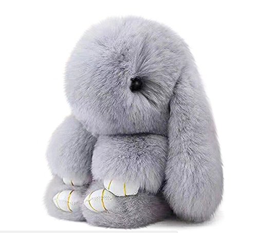 Bestowal Precioso Conejo Colgante Suave Conejo Mullido Bunny Doll Coche Llavero Encanto Llavero Bolso Colgante Decoración Mejor Familias Amigos(Ligero Gris 18cm)