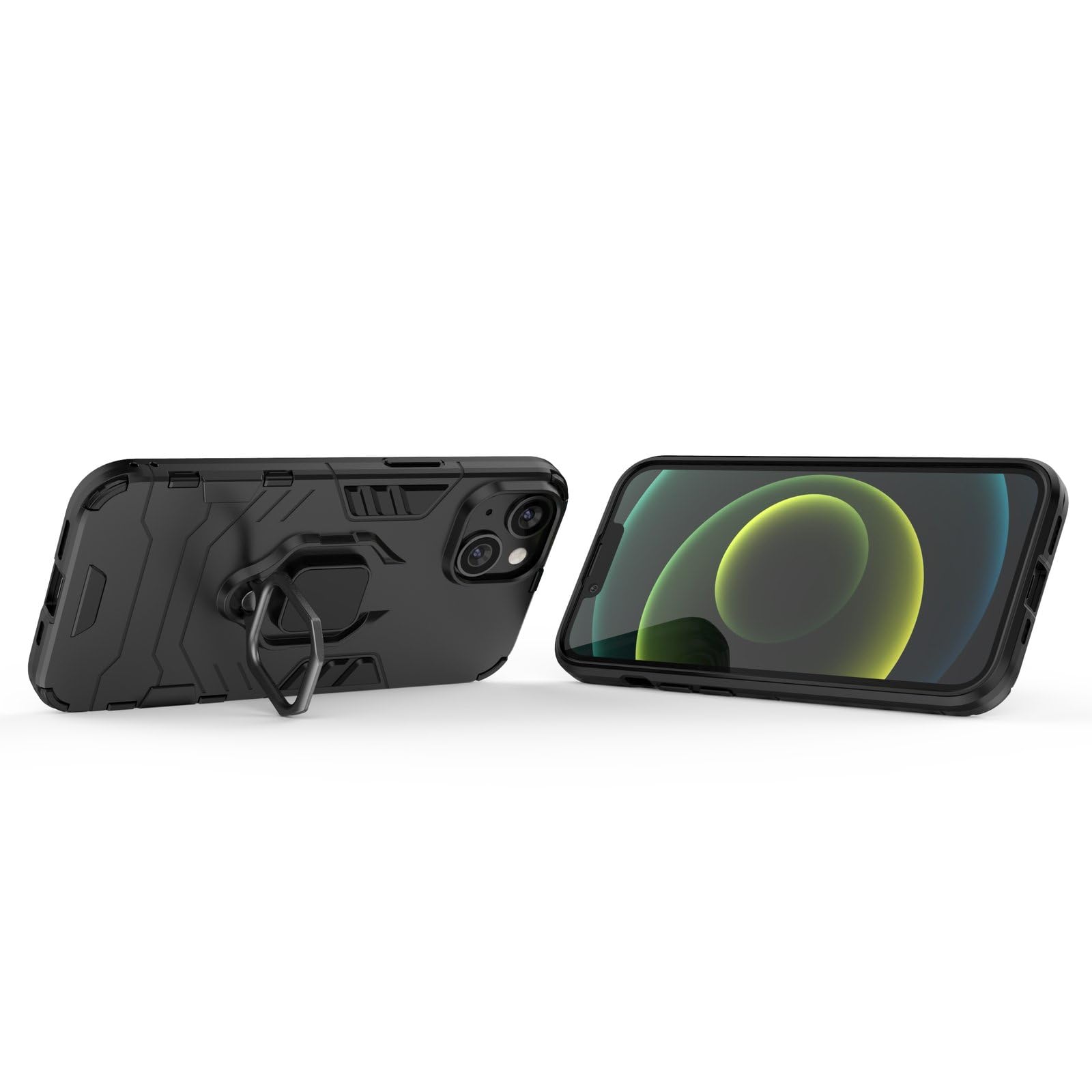 Max Power Digital Cover per IPhone 14 con Anello, Custodia Supporto Magnetica Rigida Resistente Antiurto Doppio Strato Protettiva Calamita Bumper Case (IPhone 14, Nero)