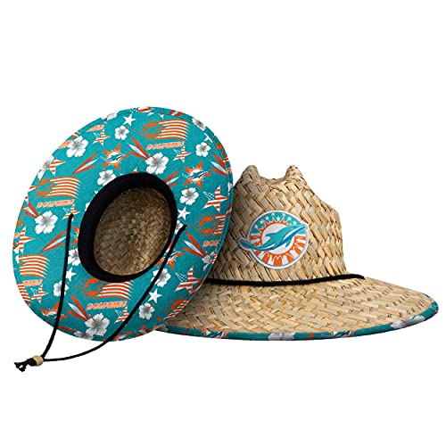 Image of NFL Team Logo Americana Floral Lifeguard Beach Straw Sun Hat