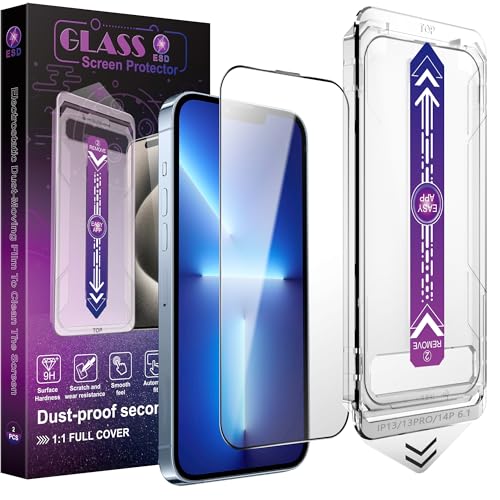 Image of 2-Pack Tempered Glass Screen Protector for iPhone 16E /iPhone 14 /iPhone 13 Pro /iPhone 13 6.1-Inch, Auto Dust Removal, No Bubbles, High Definition Clear, Easy Installation