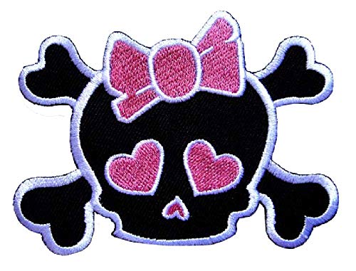 Graphic Dust Mochila de jaqueta bordada com caveira rosa e ossos cruzados