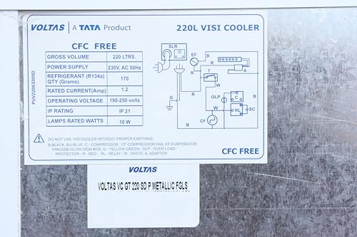 Image of Voltas 208 Liters Single Door Visi Cooler or Glass Door Commercial Refrigerator (VC GT 220 SD P Metallic FGLS)