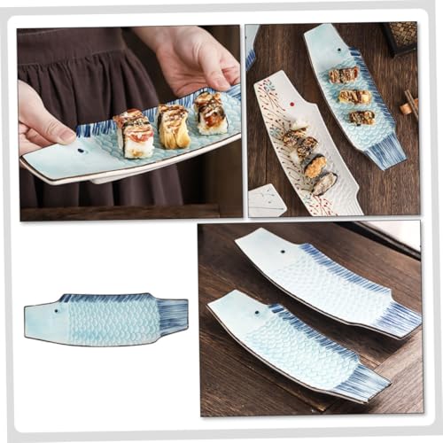 Plato de cerámica en forma de pez para sushi miniatura 6