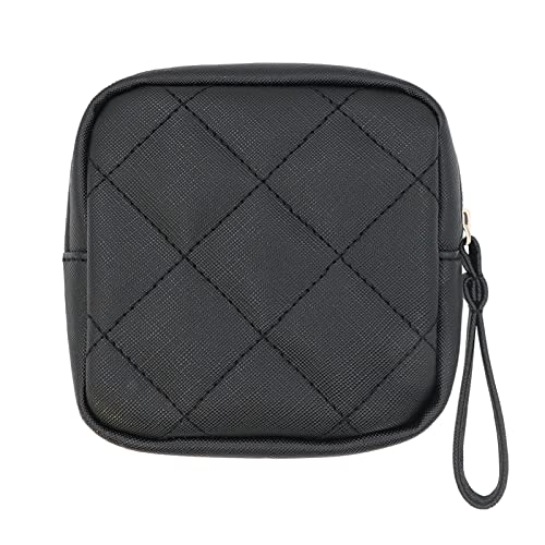 OWTING Sanitary Napkin Storage Bag, Portable Makeup Bag, Feminine Menstrual Pad Tampon Organizer, First Period Kit Bags for teen Girls Women Ladies (Black)