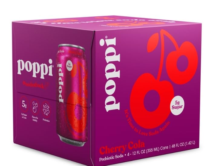 Popi Cherry Cola Prebiotic Soda - 12 fl oz 4 Can