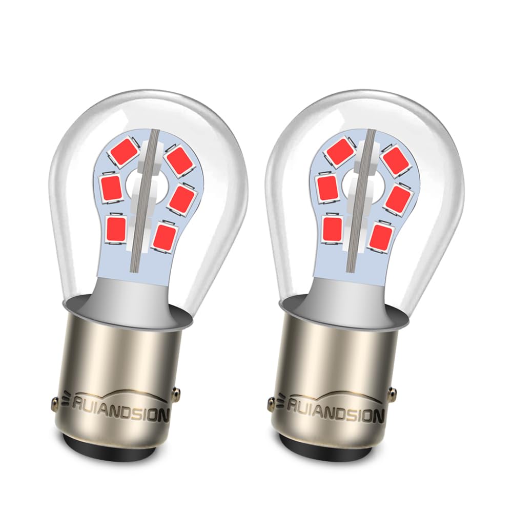 Ruiandsion 1157 BAY15D P21 2057 2357 7528 LED Brake Lights 2835 Chip 24SMD 12V Non Polarity Red LED Replacement Bulb for Backup Reverse Light Tail Light Pack of 2