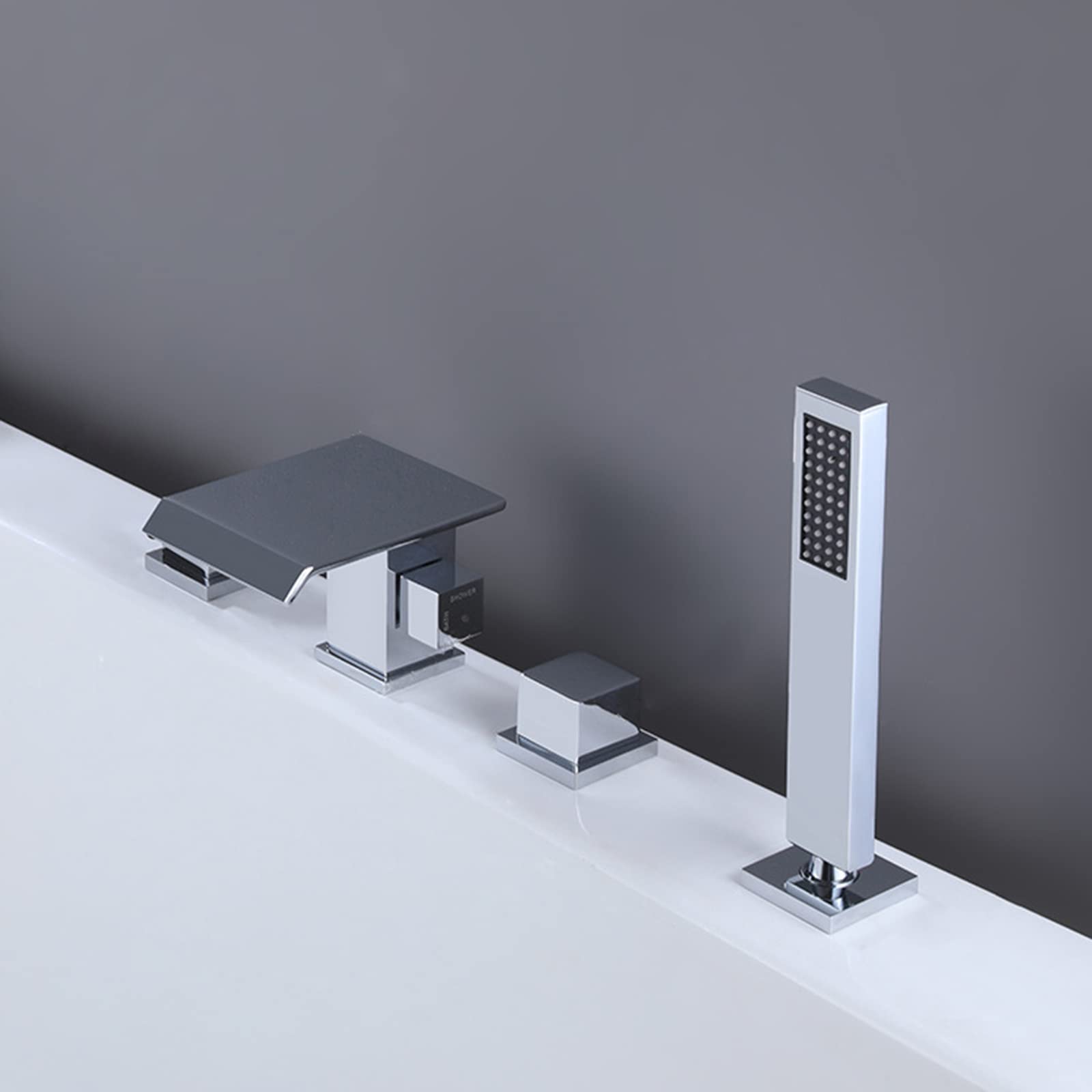 Robinet cascade pour baignoire-douche noir et chrome avec mitigeur double levier
