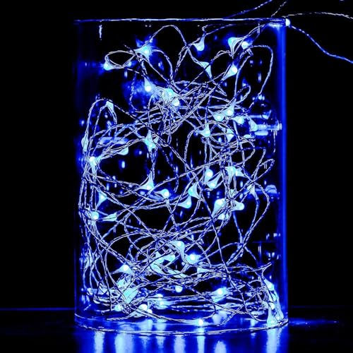 Image of Lexton 10 Meter LED Copper String Light | USB Powered Fairy Lights | Decorative Lights for Diwali, Festival, Home, Balcony & Outdoor Decoration (Blue, Pack of 1)