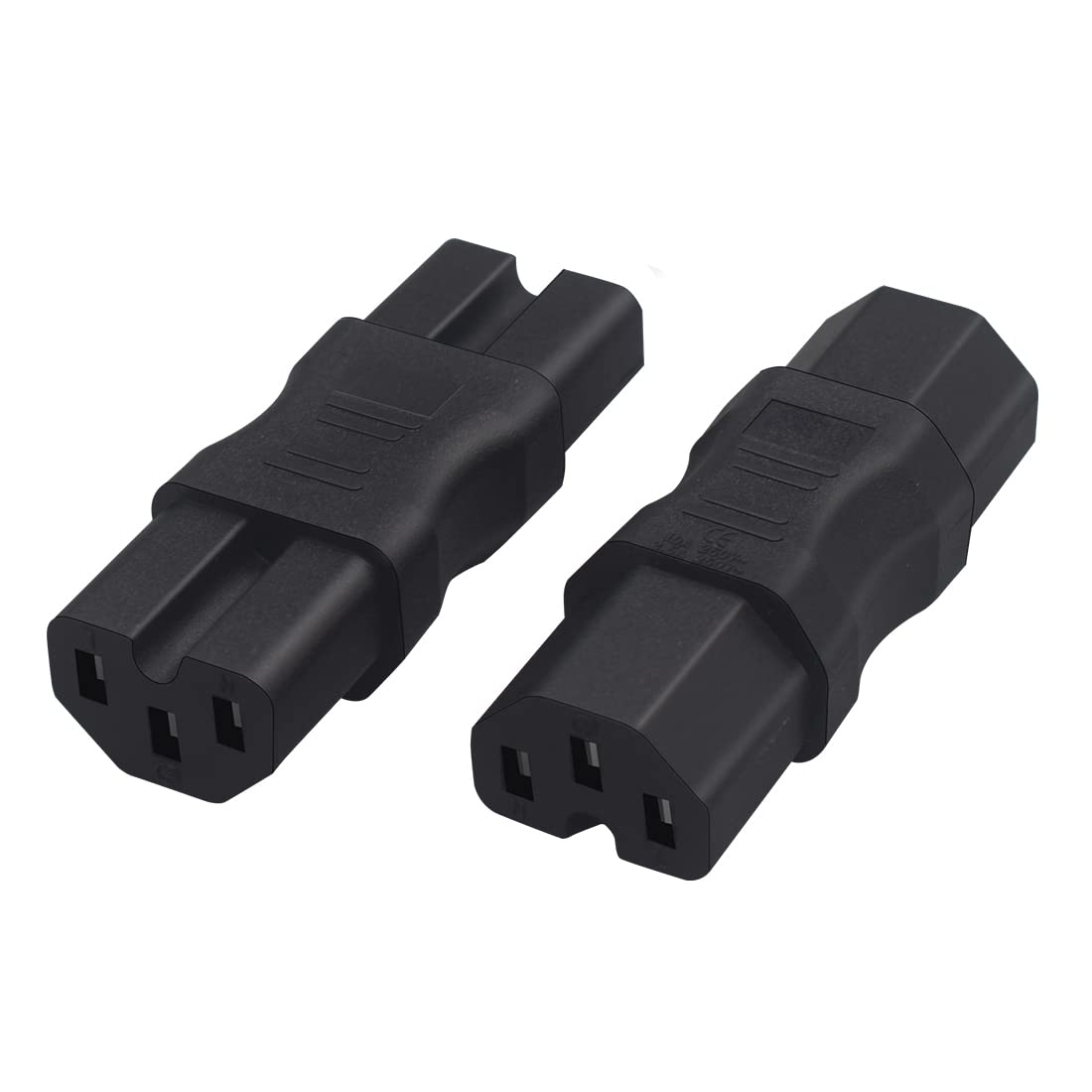 Toptekits (2 Pack) C15 to C15 F/F, IEC 320 C15 Female to C15 Female Power Plug Adapter Extension Travel Converter for C15 Extender Extension Cord