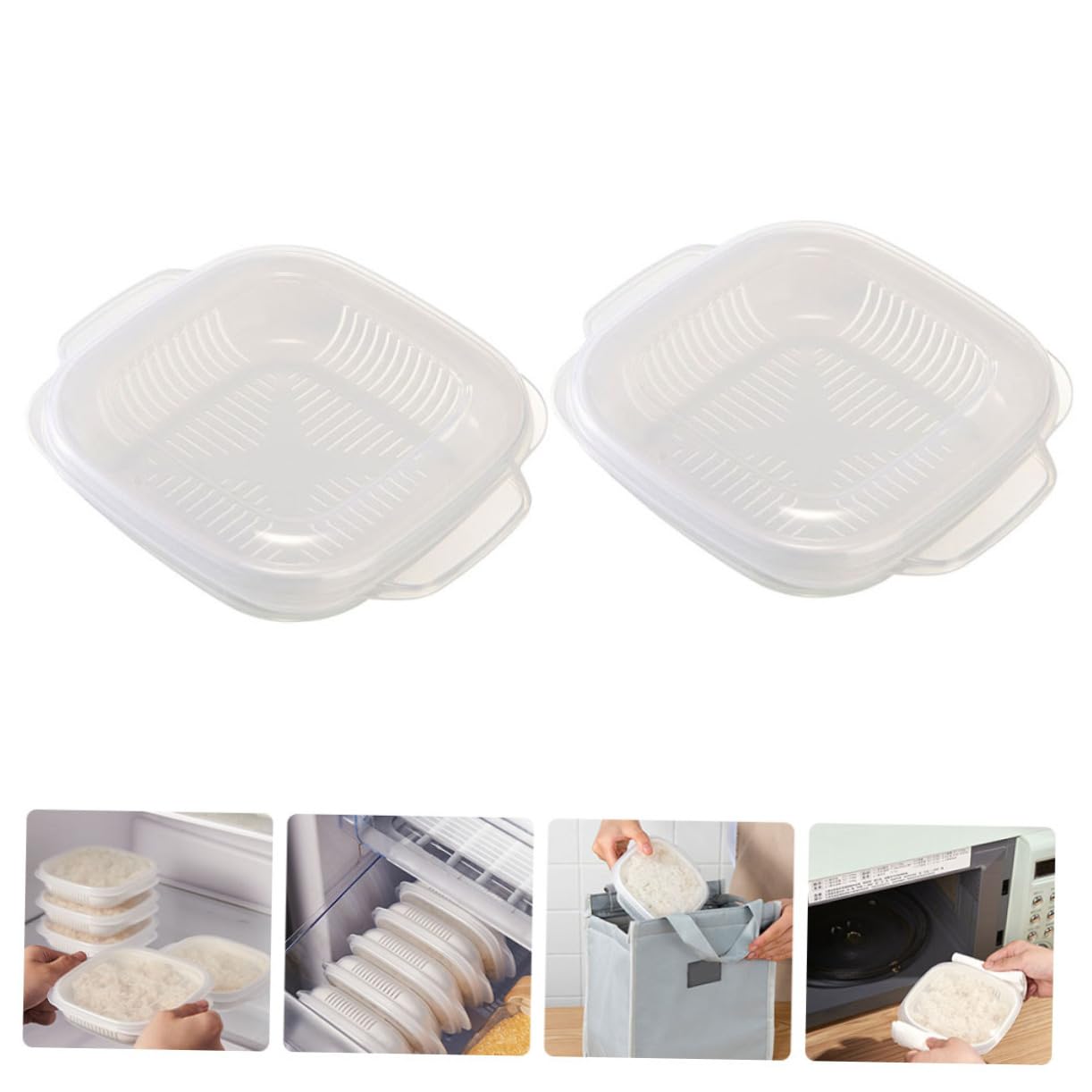 5 Set Scatole Per Pranzo Micronde Vassoio Vapore Resistenti Per Conservazione E Riscaldamento Facile 2 Pezzi*5