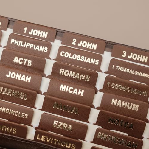 Image of UPAFEXXI-Leather Bible Tabs for Women and Men, Gold Foil Lettering(Brown)
